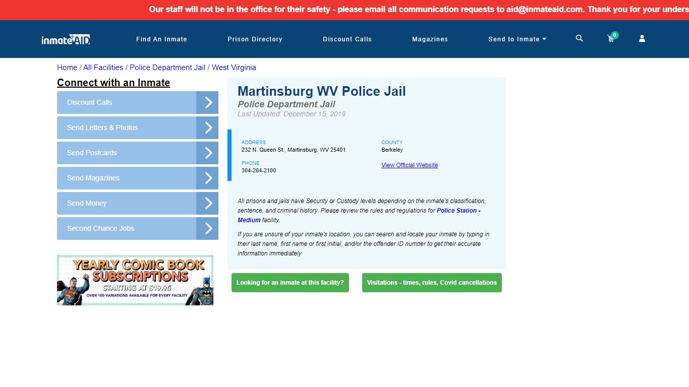 Martinsburg WV Police Jail & Inmate Search - Martinsburg, WV