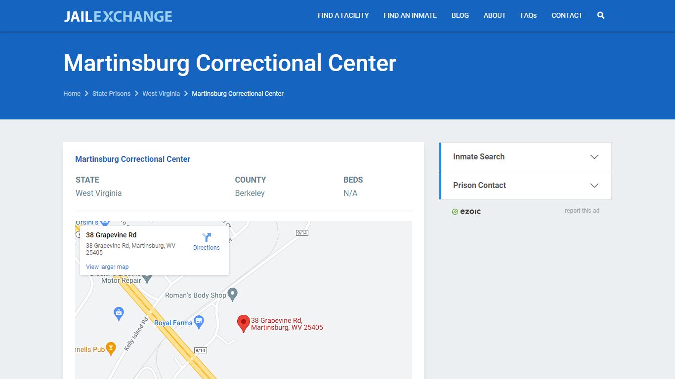 Martinsburg Correctional Center Prisoner Search ...