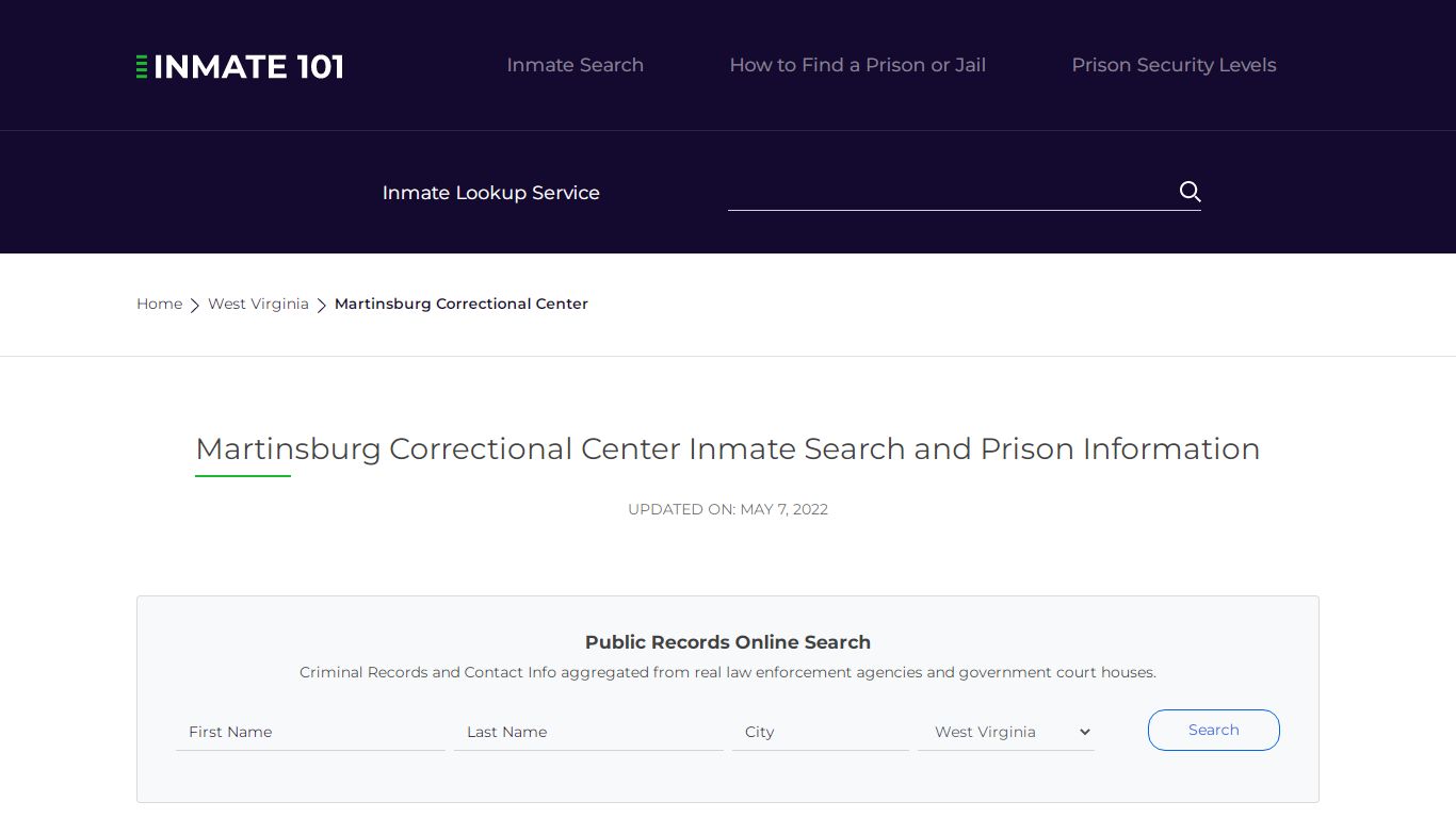 Martinsburg Correctional Center Inmate Search, Visitation ...